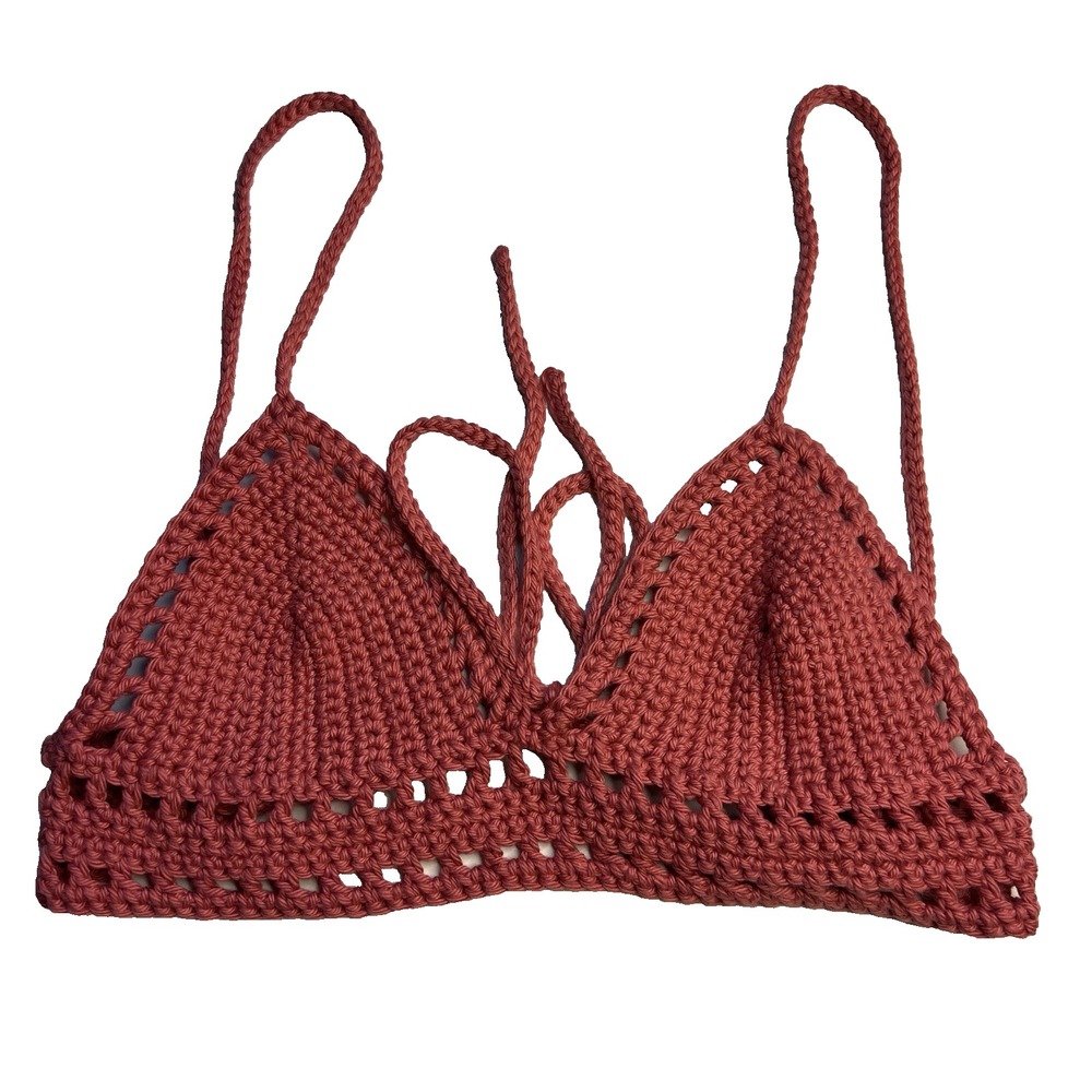 Handmade‎ Crochet Pink Top Bra Women Boho Hippie Festival Beach Party Travel